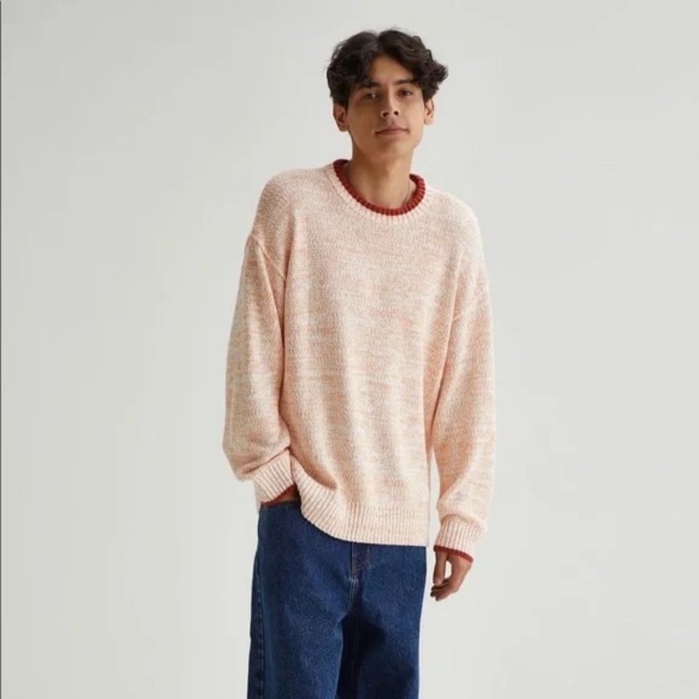 BDG Mens Urban Outfitters Clark Crew Neck Marled Orange Knit Sweater Size M